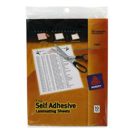 AVERY Clear Self-Adhesive Laminating Sheets 3 Mil 9 X 12, 10Pk AVE73603